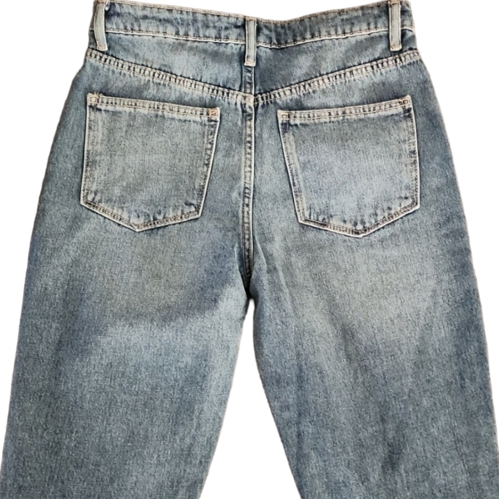 VINTAGE NO BOUNDARIES Y2K High Waisted Mom Jeans Juniors Size 9 29x27 Patches - Picture 6 of 15